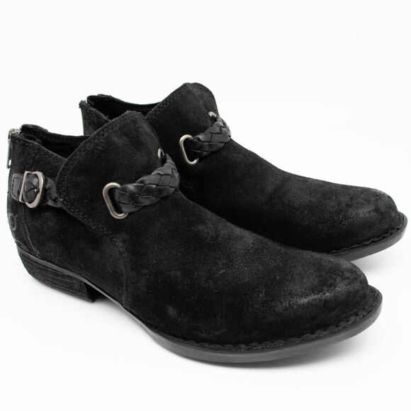 Born Sylvia Black Leather Ankle Boots F13703 SIZE 7 - Picture 1 of 6